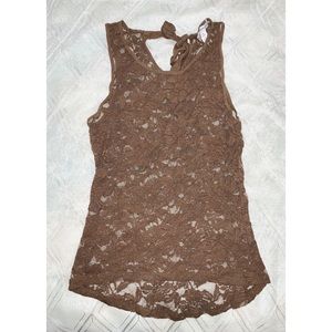 Ambiance Apparel Brown Lace Top SIZE SMALL